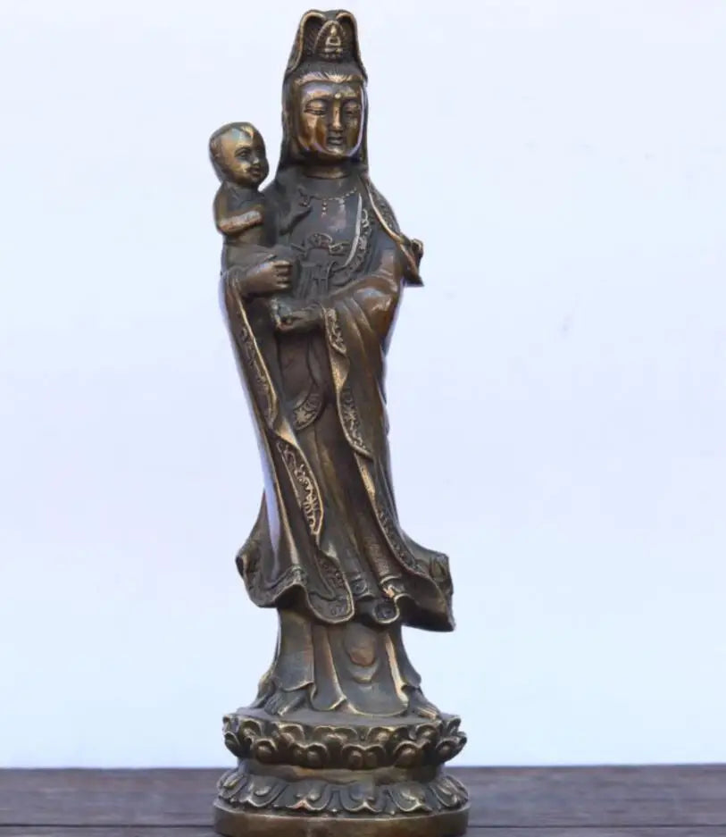 China brass child Goddess of mercy Buddha crafts statue