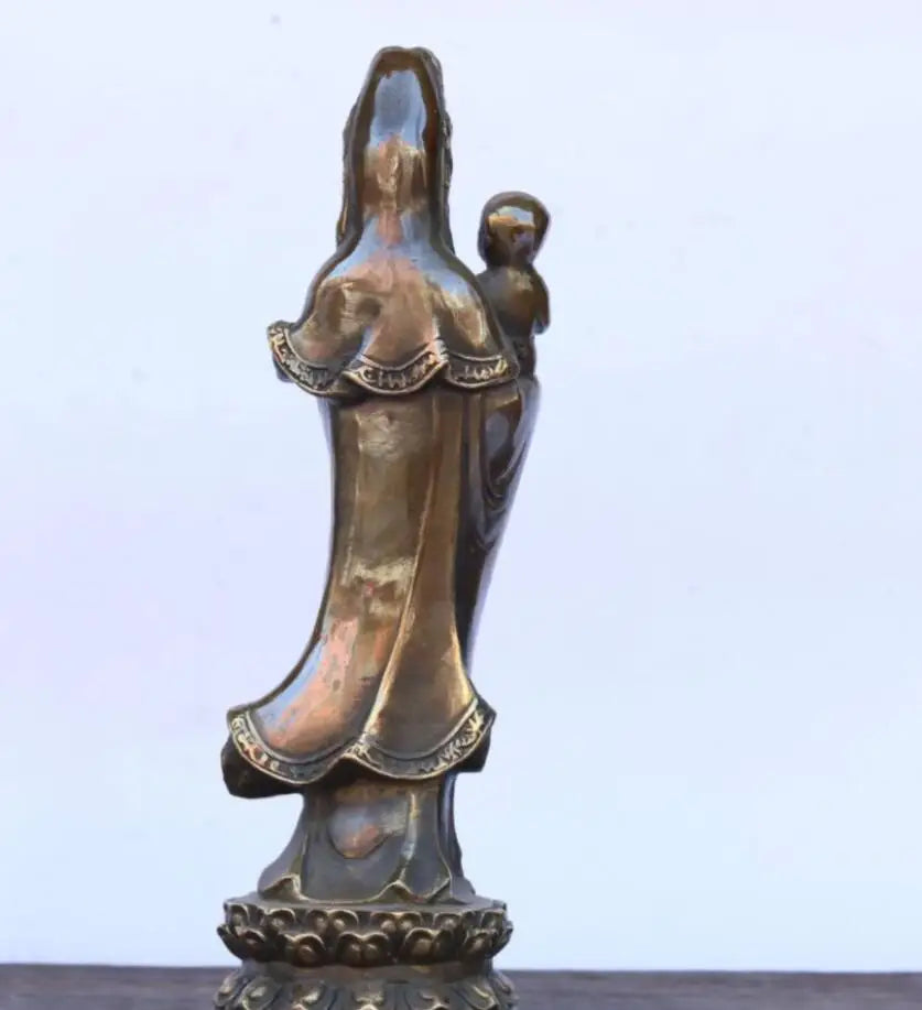 China brass child Goddess of mercy Buddha crafts statue
