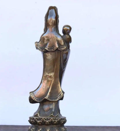 China brass child Goddess of mercy Buddha crafts statue