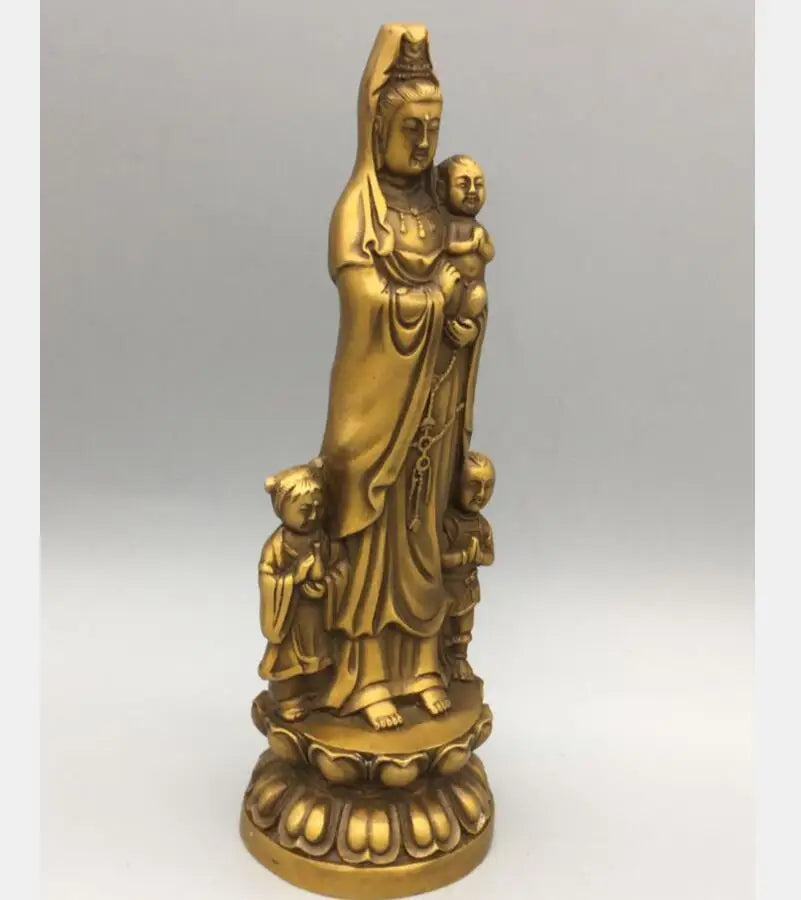 China brass child Goddess of mercy Buddha crafts statue