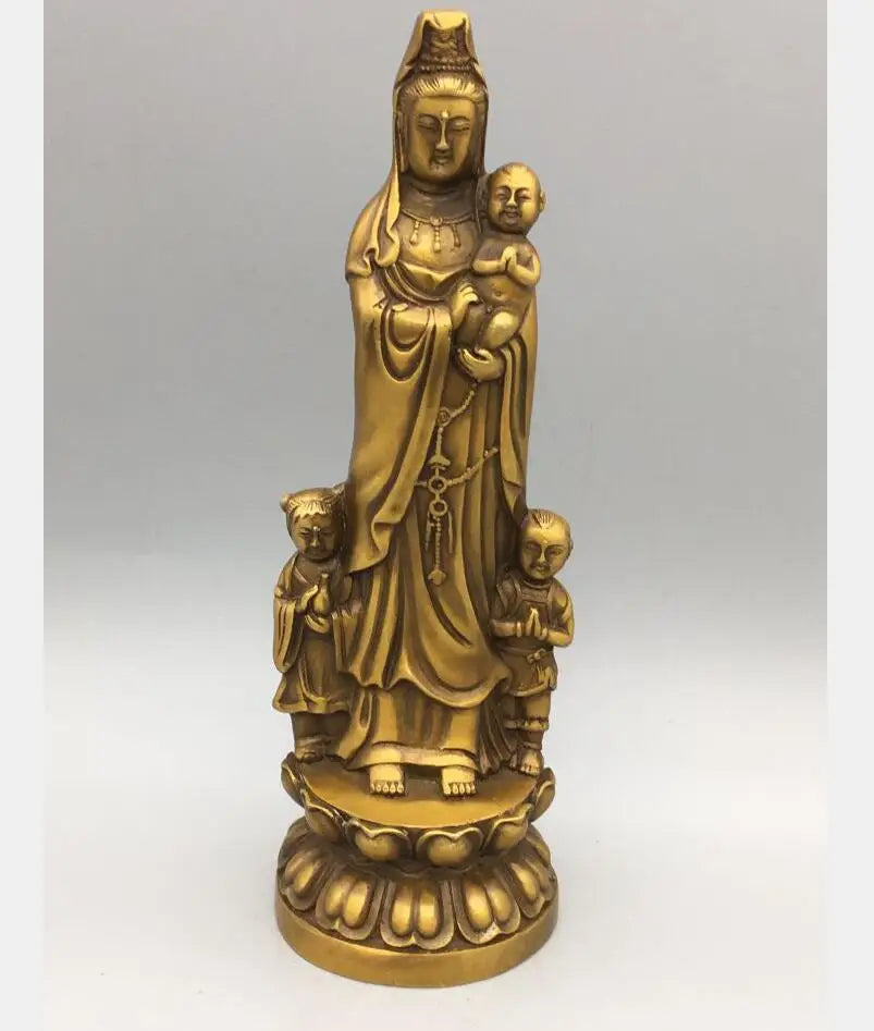 China brass child Goddess of mercy Buddha crafts statue