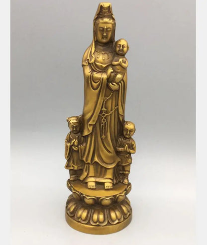 China brass child Goddess of mercy Buddha crafts statue