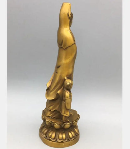 China brass child Goddess of mercy Buddha crafts statue