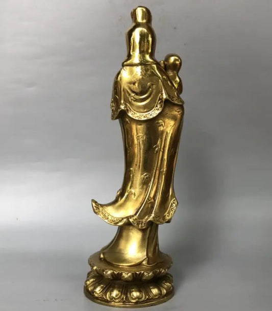 China brass child Guanyin Buddha crafts statue