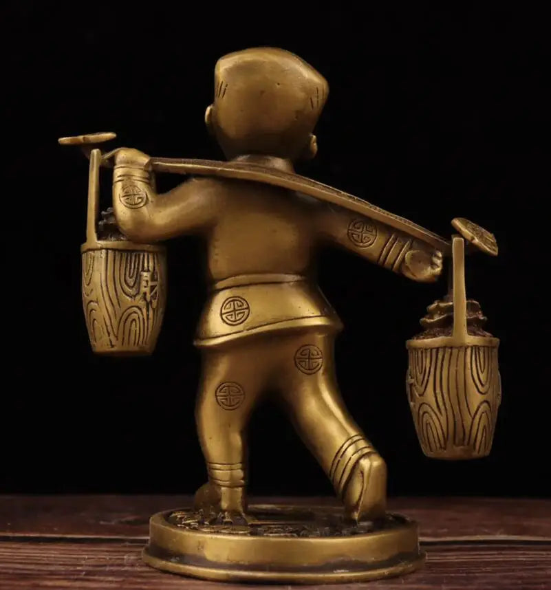 China brass child send wealth crafts statue