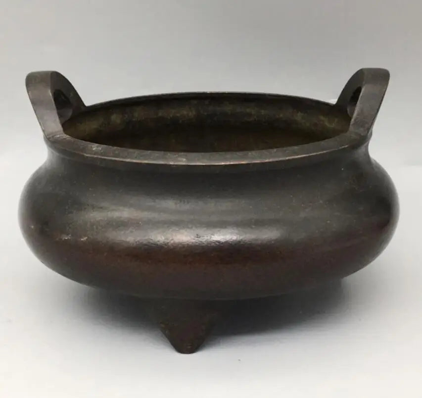 China brass circular ear Incense burner crafts statue