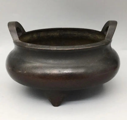 China brass circular ear Incense burner crafts statue