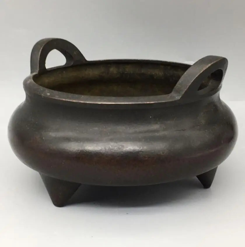 China brass circular ear Incense burner crafts statue