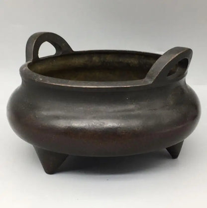 China brass circular ear Incense burner crafts statue