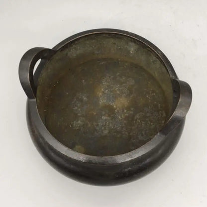 China brass circular ear Incense burner crafts statue