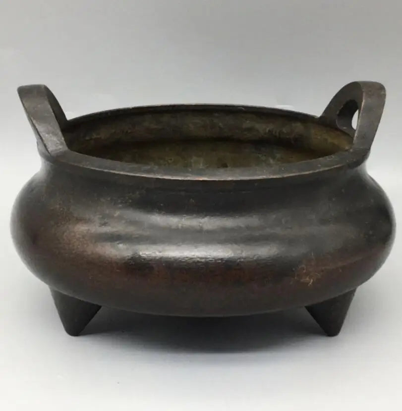 China brass circular ear Incense burner crafts statue