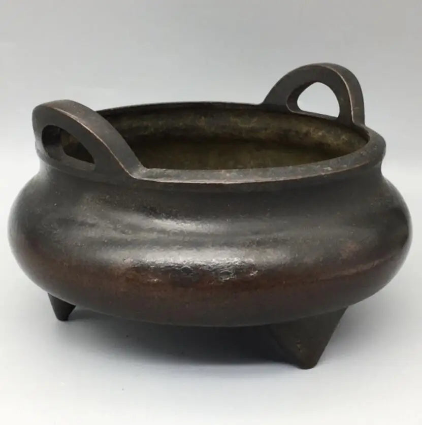 China brass circular ear Incense burner crafts statue