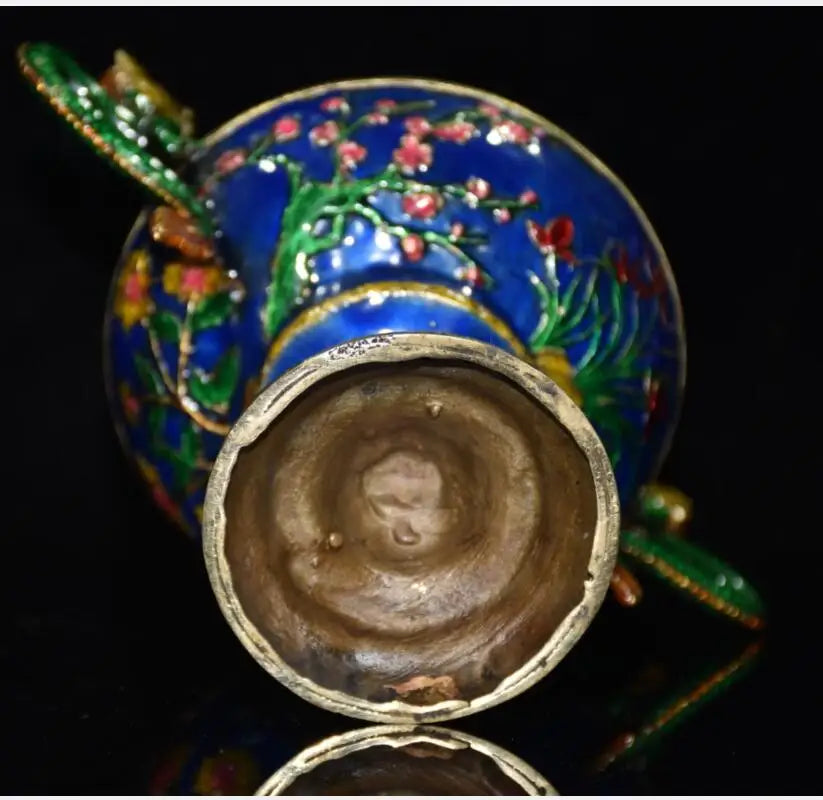 China brass cloisonne Plum, Orchid, Bamboo and Chrysanthemum Incense burner crafts statue