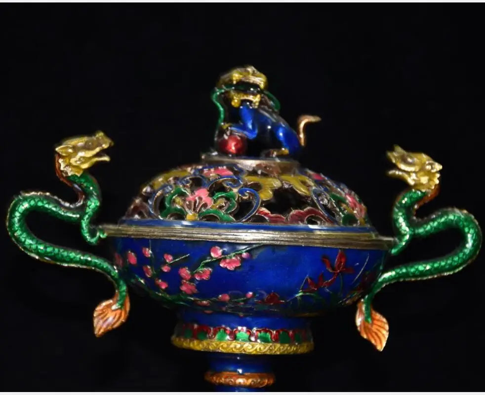 China brass cloisonne Plum, Orchid, Bamboo and Chrysanthemum Incense burner crafts statue