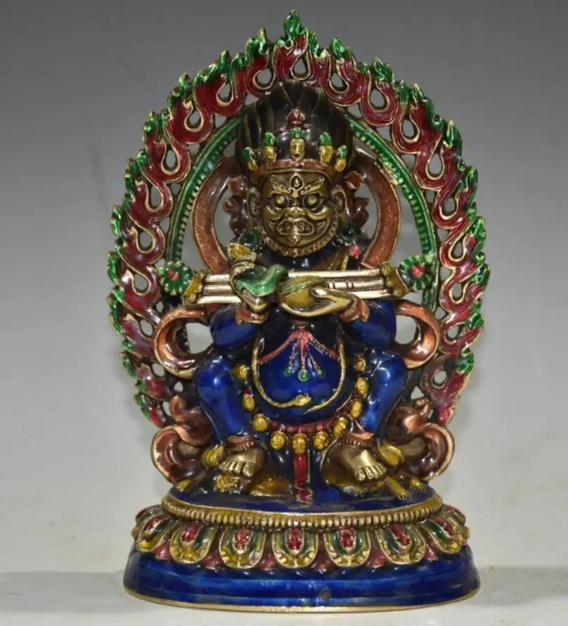 China brass cloisonne Tibetan God of Wealth Buddha crafts statue