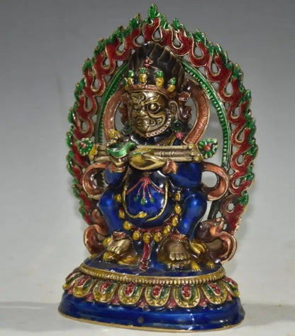 China brass cloisonne Tibetan God of Wealth Buddha crafts statue
