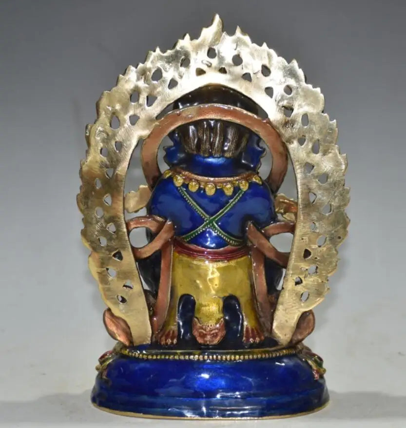 China brass cloisonne Tibetan God of Wealth Buddha crafts statue