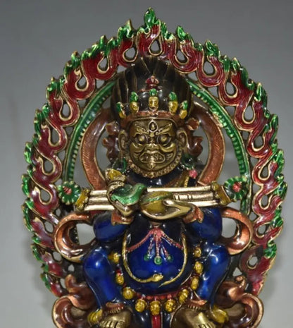 China brass cloisonne Tibetan God of Wealth Buddha crafts statue