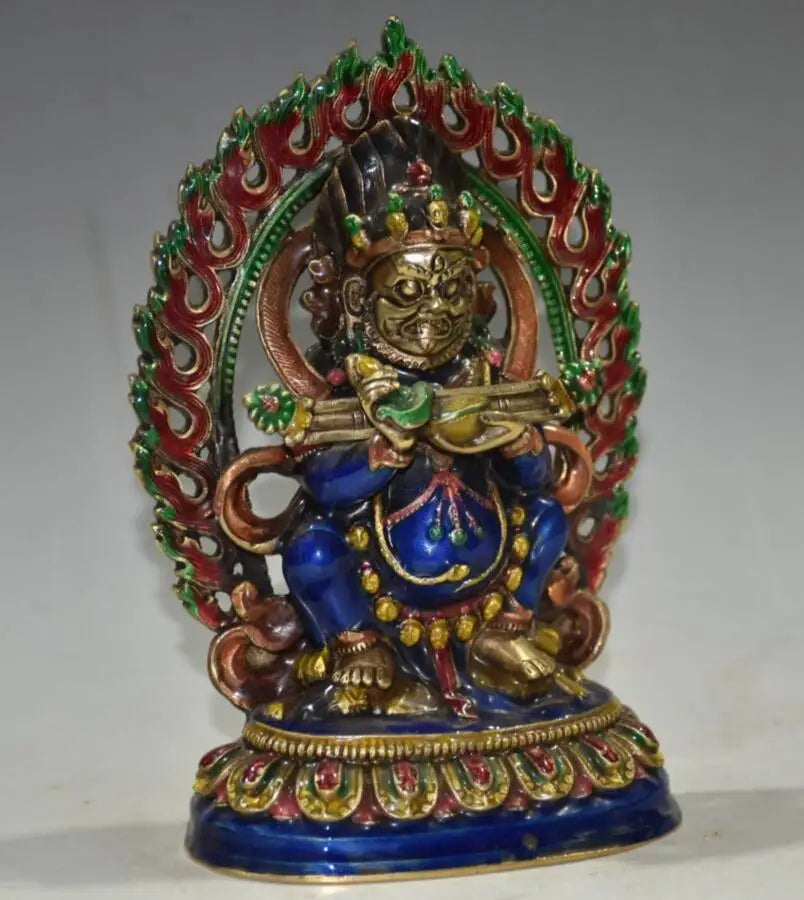 China brass cloisonne Tibetan God of Wealth Buddha crafts statue