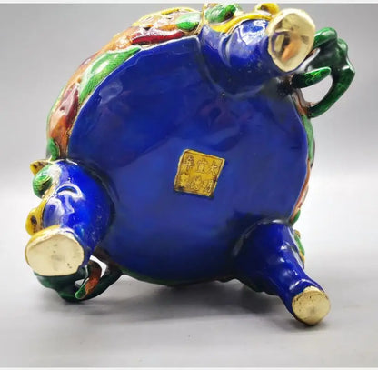 China brass cloisonne archaize double dragon Incense burner crafts statue