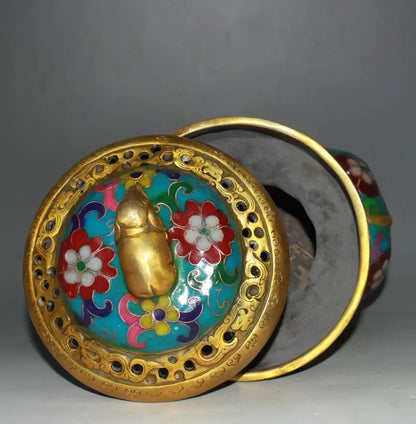 China brass cloisonne elephant Incense burner crafts statue