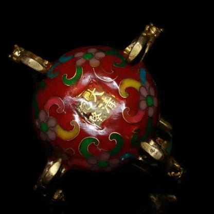 China brass cloisonne horse Treads qiankun crafts statue