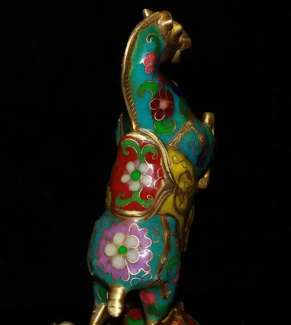 China brass cloisonne horse Treads qiankun crafts statue