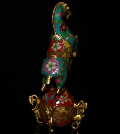 China brass cloisonne horse Treads qiankun crafts statue