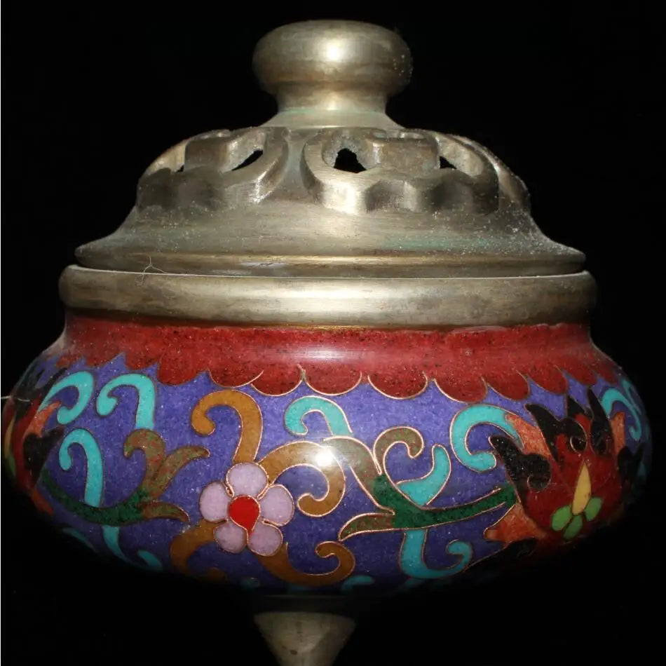 China brass cloisonne three foot Incense burner crafts statue