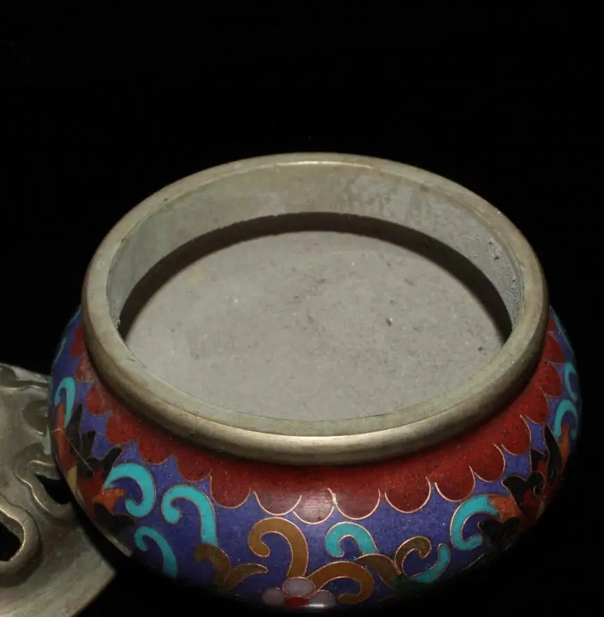 China brass cloisonne three foot Incense burner crafts statue