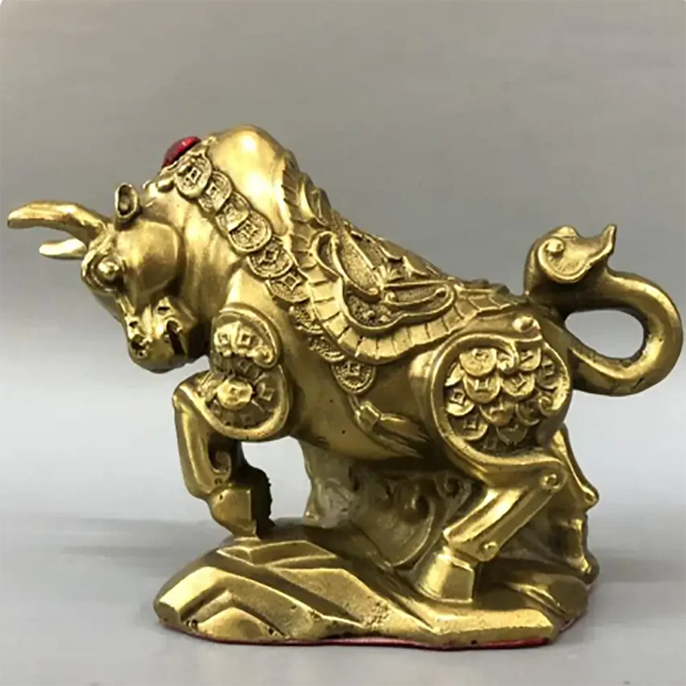 China brass coin cow wealth crafts statue