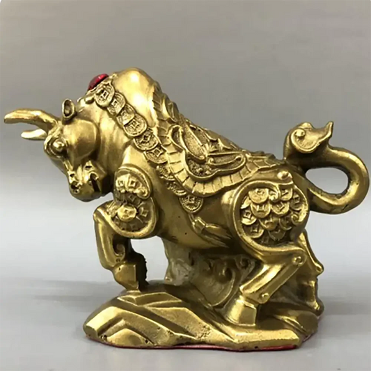 China brass coin cow wealth crafts statue