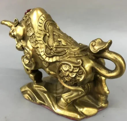 China brass coin cow wealth crafts statue