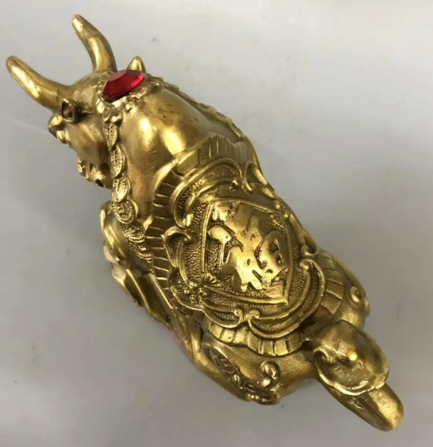 China brass coin cow wealth crafts statue