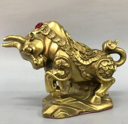 China brass coin cow wealth crafts statue