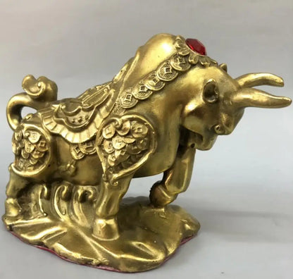 China brass coin cow wealth crafts statue