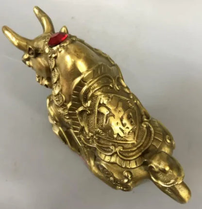 China brass coin cow wealth crafts statue