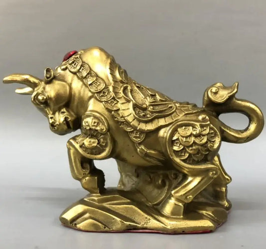 China brass coin cow wealth crafts statue