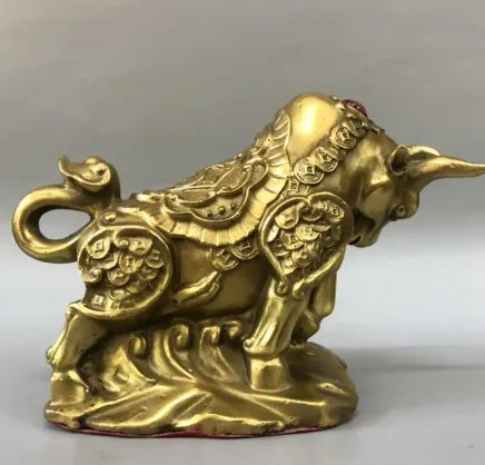 China brass coin cow wealth crafts statue