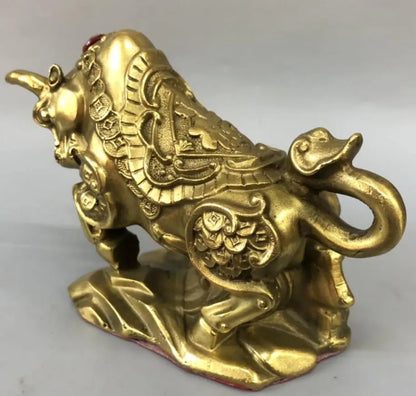 China brass coin cow wealth crafts statue