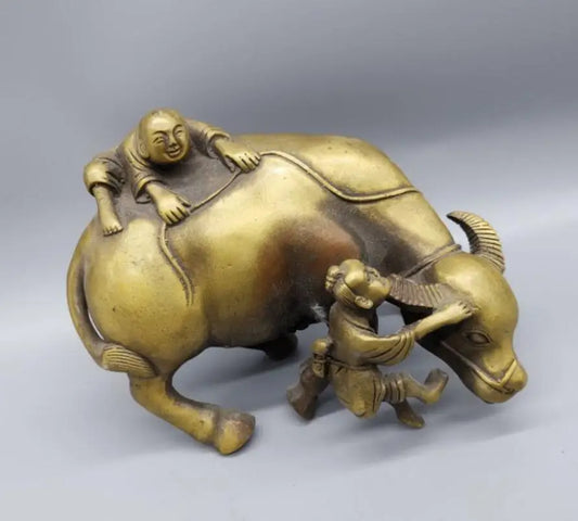 China brass cow and children crafts statue