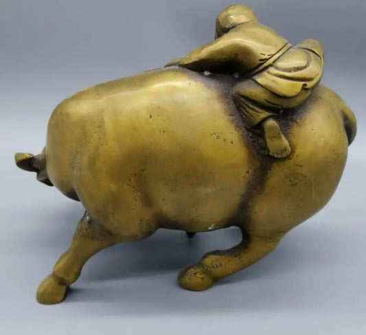 China brass cow and children crafts statue