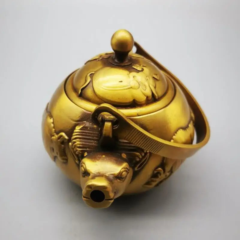 China brass cow shape teapot crafts statue