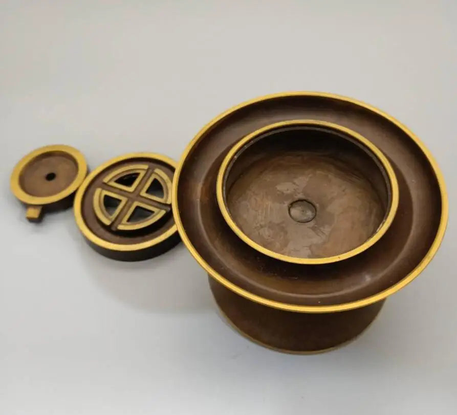China brass creative Rotary table Backflow incense burner crafts statue