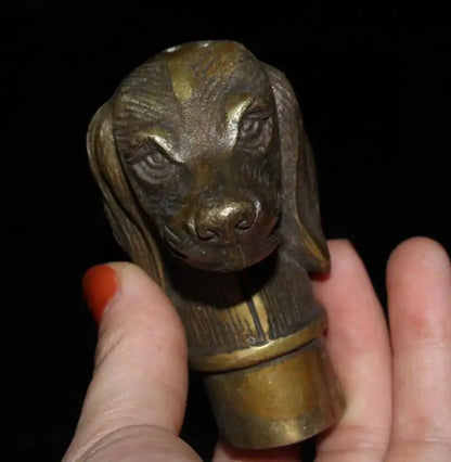 China brass dog head crutch head crafts statue