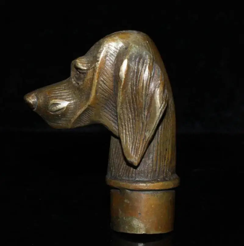 China brass dog head crutch head crafts statue