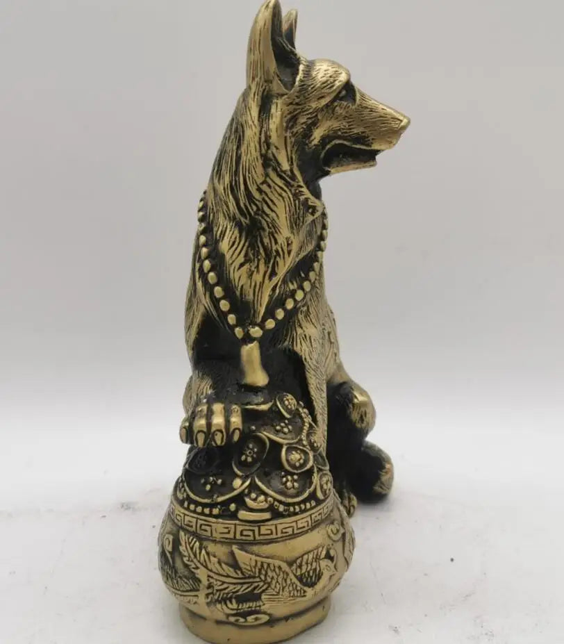 China brass dog hug money wealth crafts statue