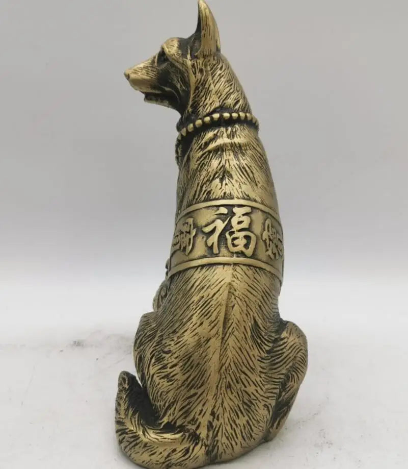 China brass dog hug money wealth crafts statue