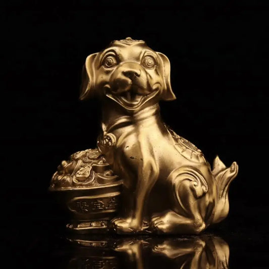 China brass dog wealth crafts statue