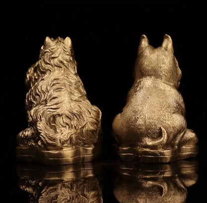 China brass dog wealth crafts statue